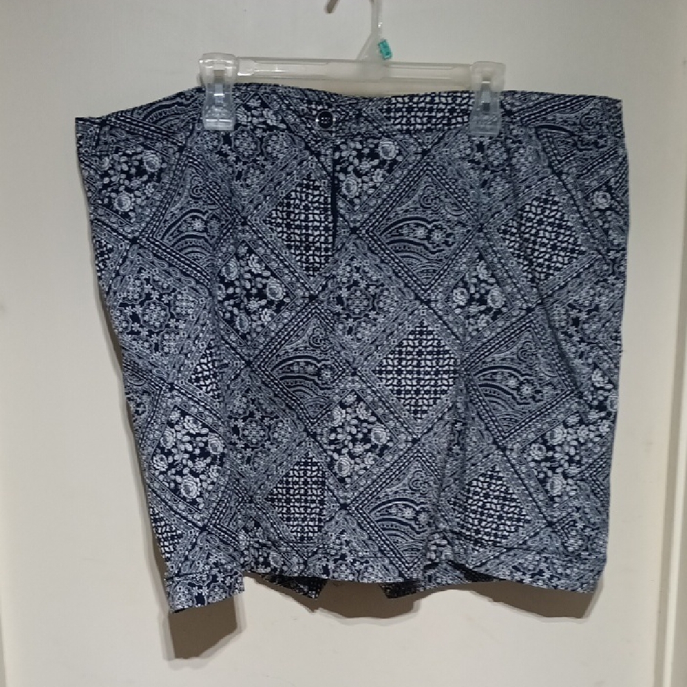 Navy and White Patterned Shorts